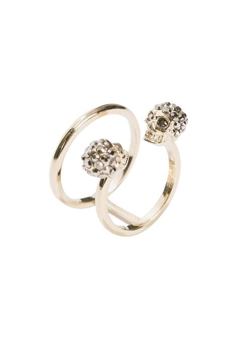 Anello Doppio Twin Skull Oro Palladio ALEXANDER MCQUEEN | 553656-J160K7286
